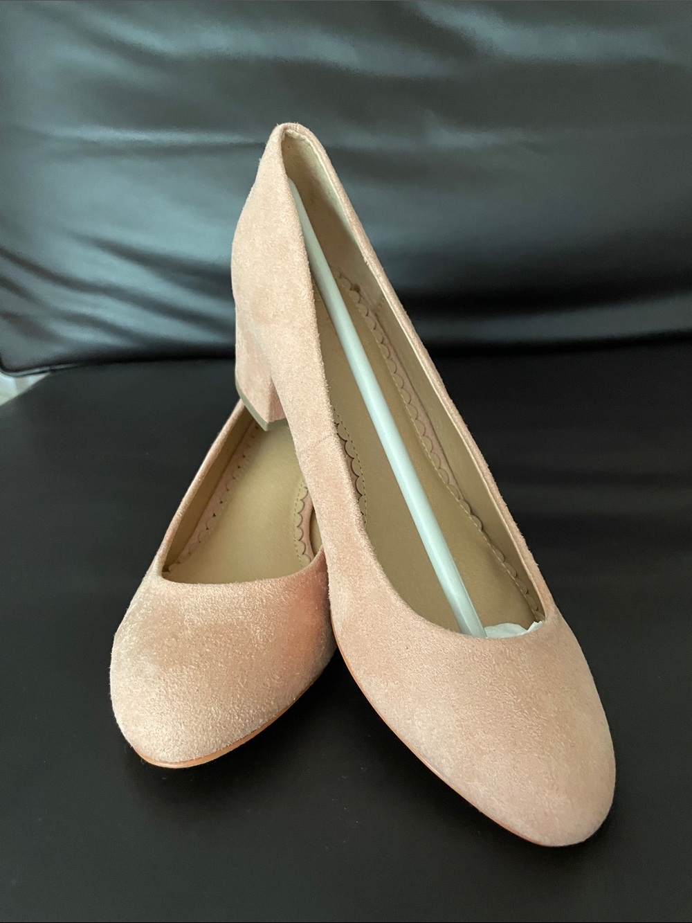 LOFT Blush Suede Block Heel Pumps